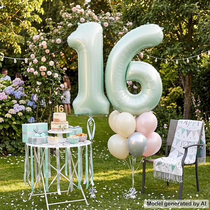 40 Inch Olive Green Number 16 Balloon - Image 5