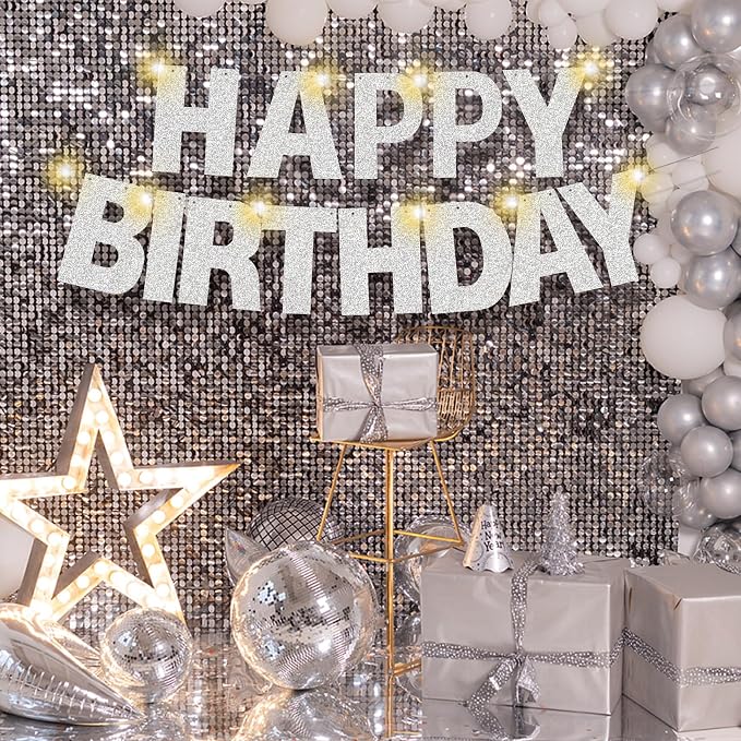 175Pcs DIY Glitter Customizable Banner Kit Happy Birthday Letter Banner Winter - Image 4