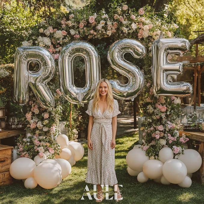 AULE 40 Inch Silver R Balloon Letter Foil A-Z Birthday Big Alphabet | Birthday - Image 2
