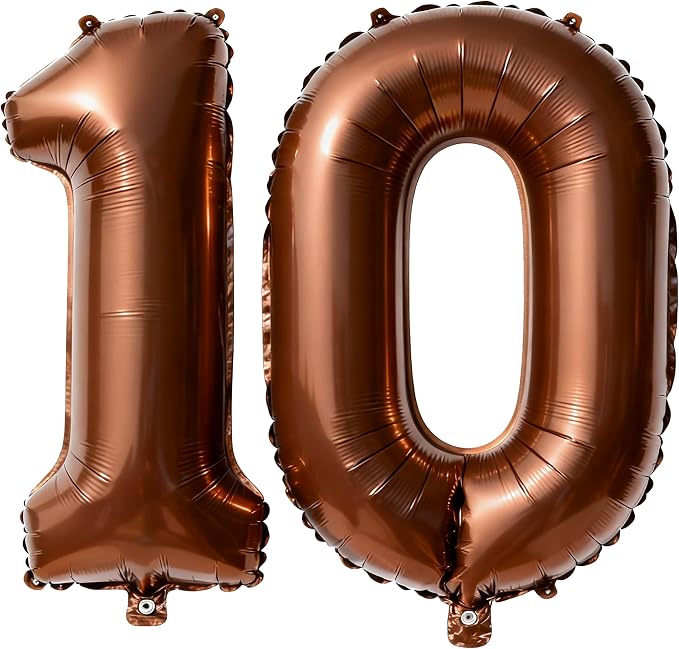 Brown Number 10 Balloons 40 Inch Giant Brown 10 Foil Mylar Balloons by COLORFULELVES