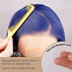 BLL Blue Lace Front Wig, 13x4 Glueless Synthetic Wigs Pre Plucked Hd Lace Long Straight Dark Blue Wig For Women With Baby Hair 26inch Suitable For Daily Party Wear