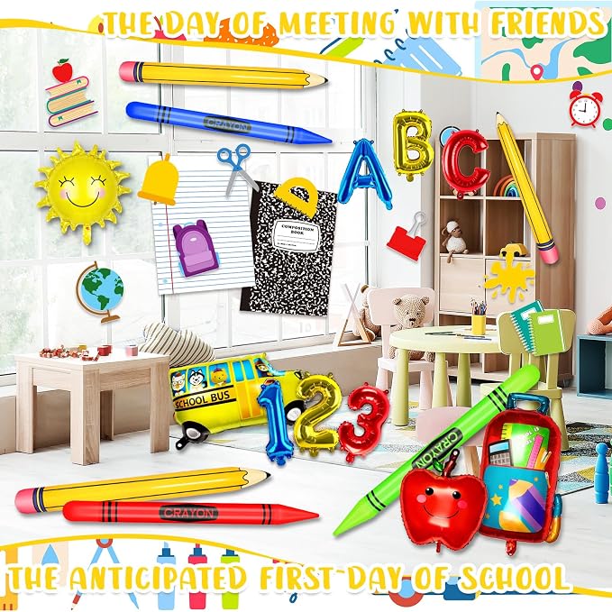 23 Pcs Welcome Back to School Balloons Arch Kit Pencil Crayon Balloon ABC 123 - Image 6