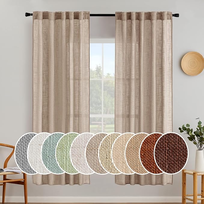 MIULEE Taupe Linen Curtains 52x72 Inch by MIULEE