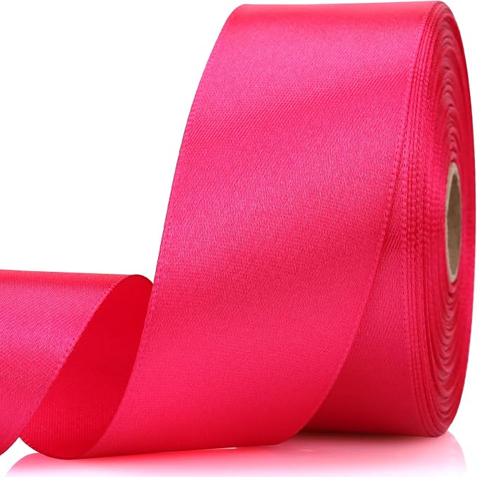 1-1/2 Inch 30 Yards Hot Pink Solid Satin Ribbon by Unknown