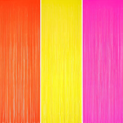 jijAcraft Orange Yellow Rose Tinsel Foil Fringe Curtain, 3 Pack 3.2x6.5 Feet by jijAcraft