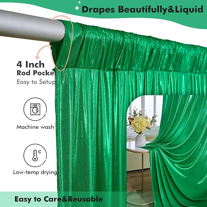 10ftx10ft Green Sequin Backdrop Curtain - Image 5