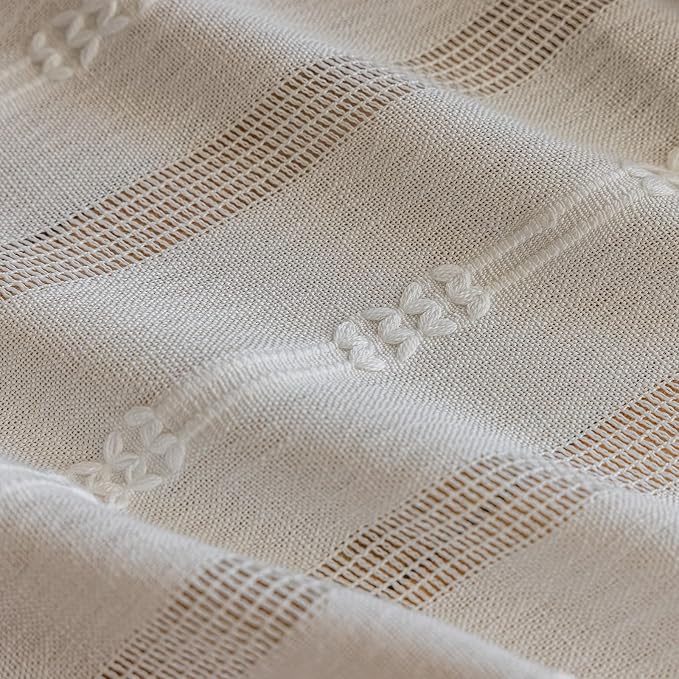 ENJOYBRIDAL Off White Curtains 96 Inch Length 2 Panels Boho Semi Sheer Drapes - Image 5