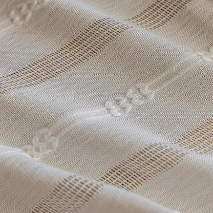 ENJOYBRIDAL Off White Curtains 96 Inch Length 2 Panels Boho Semi Sheer Drapes - Image 5