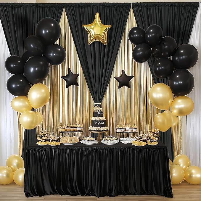 30ftx12ft Wrinkle Free Black Backdrop Curtain - Image 6