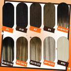 Full Shine Invisible Clip in Hair Extensions Human Hair 18 Inch Natural Black Ombre to Brown with Caramel Blonde Lace Weft Human Clip in Hair Extensions 3 PCS 60 G