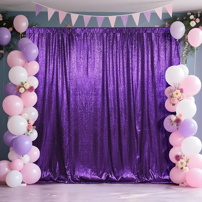 SquarePie 8x8ft Purple Sequin Backdrop, High Density Non-Transparent Glitter - Image 5