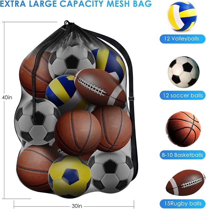 BROTOU Extra Large Sports Ball Bag Mesh, Basketball Bags Team Balls | - Image 2