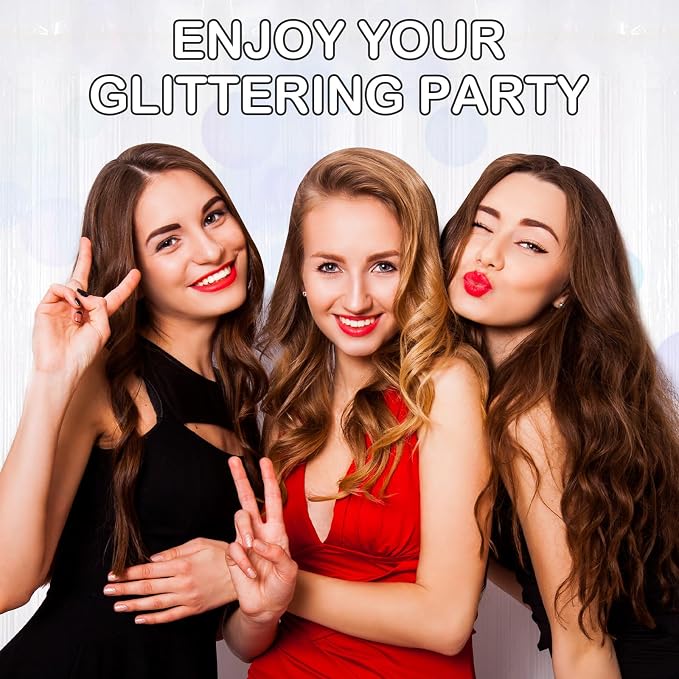 30 Pack White Foil Fringe Curtain Backdrop, 3.3x8.2 Feet Metallic Tinsel - Image 4