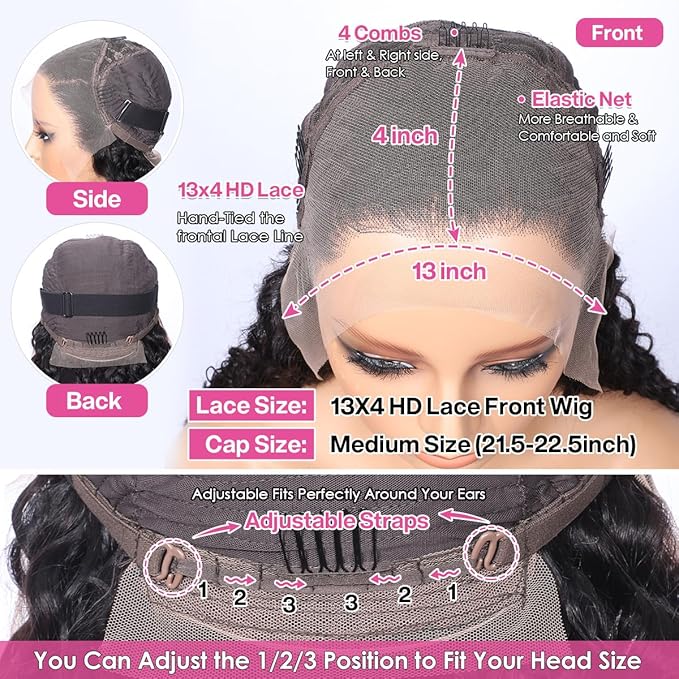 CYNOSURE Lace Front Wigs Human Hair Pre Plucked Brazilian Kinky Curly Lace Frontal Wig with Baby Hair 9A Natural Hair Wigs for Black Women (30 Inch, Natural Black)