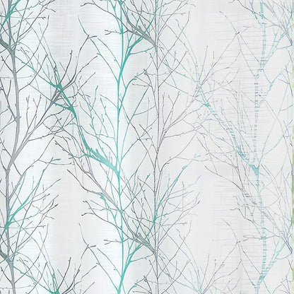 FMFUNCTEX Linen Aqua Blue White Semi Sheer Print Curtains 84 Inch 2 Panels | - Image 8