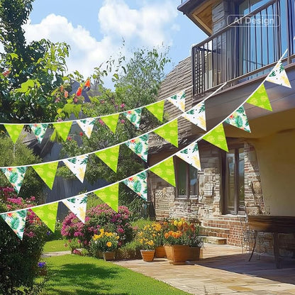 G2PLUS Tropical Fabric Bunting Banner, 39FT Extra Long Reusable Cotton Triangle - Image 6