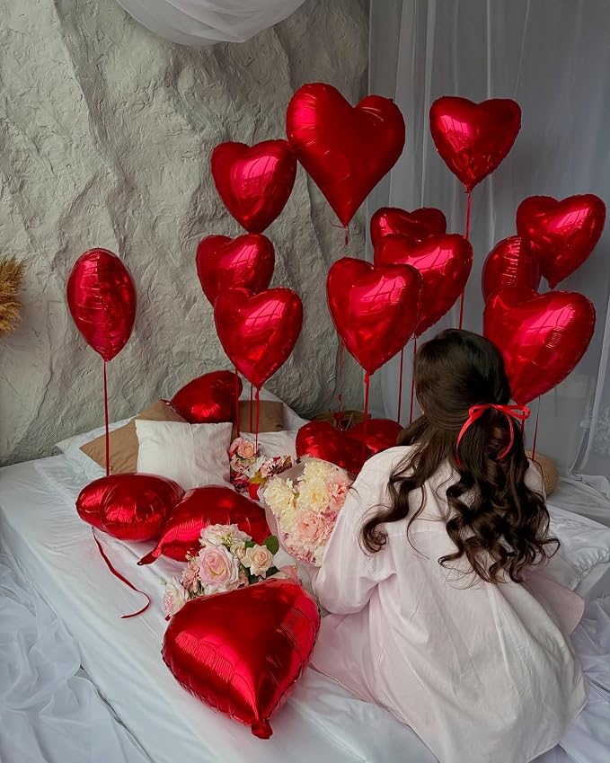 Red Heart Balloons, 18Inch Red Love Helium Polyester Film Balloon - Image 5