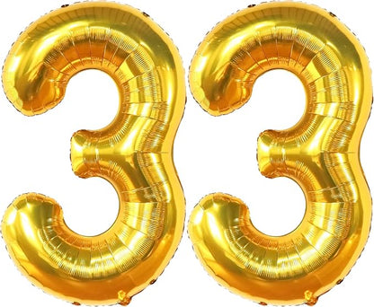 KatchOn 33 Balloon Numbers Gold 40 Inch | Gold 33 Number Balloon by KatchOn