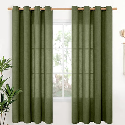 YoungsTex Olive Linen Curtains 72 Inch Length 2 Panels by YoungsTex