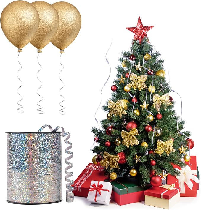 500 Yards Silver Shiny Curling Ribbon Metallic Balloon Roll - Image 6