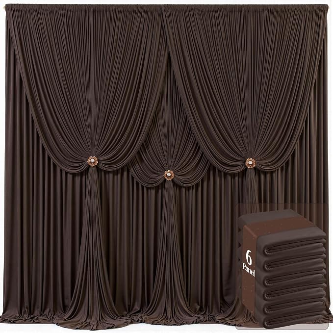 6 Panels Brown Backdrop Curtains by Tao-GePartyDecorations