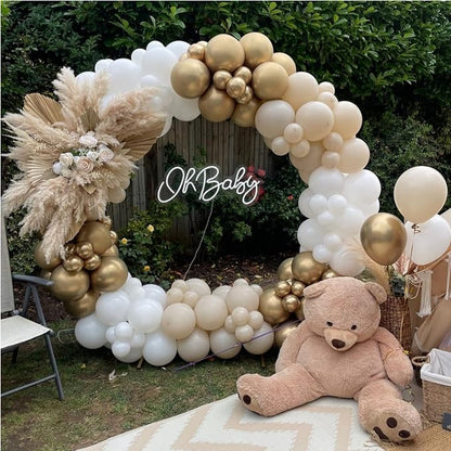 White Sand Gold Balloons Garland Arch Kit - Image 6
