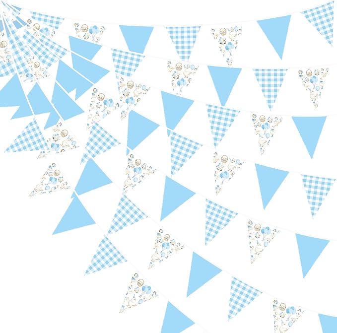 32Ft Goose Party Decorations Blue Gingham Plaid Silly Goose Themed Fabric by pinkblume