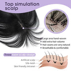 Real Human Hair Topper for Women with Thinning Hair 100% Real Remy Hair Topper for Women, Clip In Hairpiece for Thinning Hairpiece for White HairRoots Cover(8inch, Jet Black)