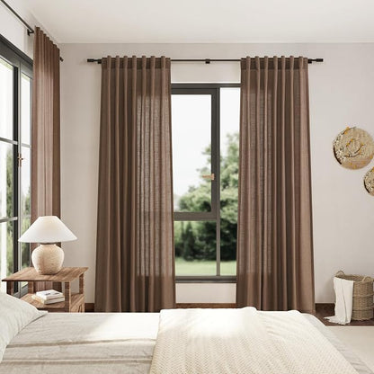 Caramel Brown Linen Curtains 84 Inches Long - Image 7