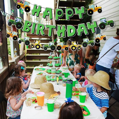 SUNBEAUTY Green Tractor Happy Birthday Banner Set - Image 6