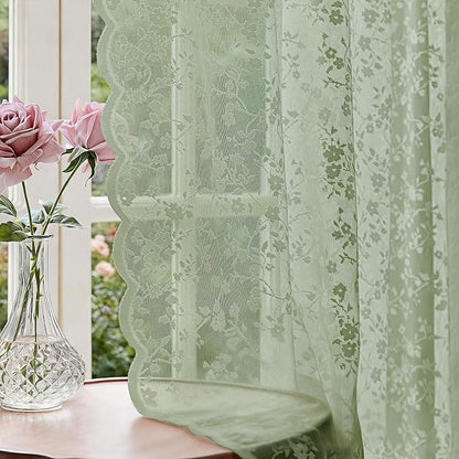 Anmao Vintage Lace Sheer Curtains 84 Inches Long by Anmao