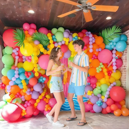 Colorful Balloons, 12 Inch Hot Pink Orange Yellow Teal Green Multicolor Bright - Image 4