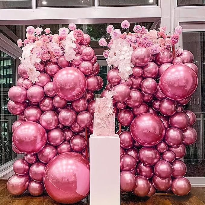 50 Pack Metallic Pink Balloons 12 Inch - Image 3