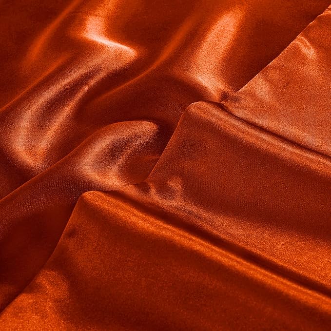 Aormenzy Satin Pillow Cases for Women Standard Size Set of 2, Burnt Orange Satin Pillowcase for Hair with Envelope Closure Silky Pillow Covers Wrinkle, Fade Resistant (20x26 Inches)