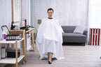 Professional Salon Cape Polyester Haircut Apron Barber Cape,54”x62”,White,C026005B