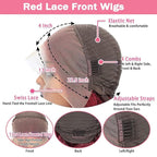 99J Burgundy Wig Human Hair 13x4 Body Wave Lace Front Wigs Human Hair 180 Density Pre Plucked Glueless Wine Red Colored Lace Front Wig for Women 28inch