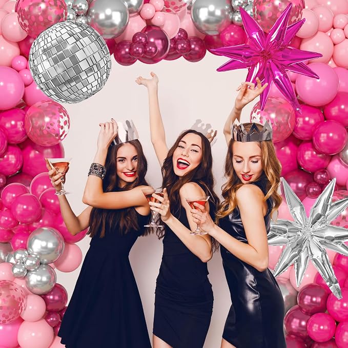 143Pcs Princess Pink and Silver Valentines Balloon Garland Arch Kit | Confetti - Image 6