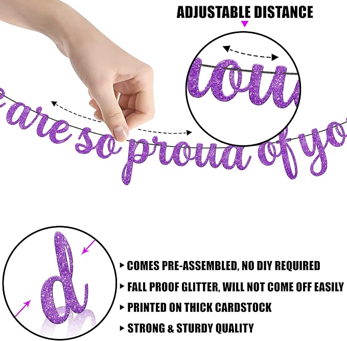 KatchOn Purple Graduation Decorations 2026 10 Feet | We are So Proud of You - Image 3