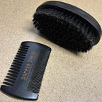 Wooden Beard Brush with Boar Bristles & Pear Wood Comb Set