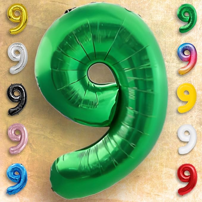 Green Number Balloon 9 Mylar Foil Balloons 16 inch - Image 2