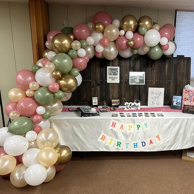 Pink and Green Balloon Arch Kit 127Pcs Sage Green Dusty Pink Gold Balloons - Image 2