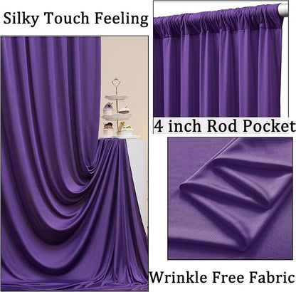 40ft x 10ft Wrinkle Free Purple Backdrop Curtains - Image 2