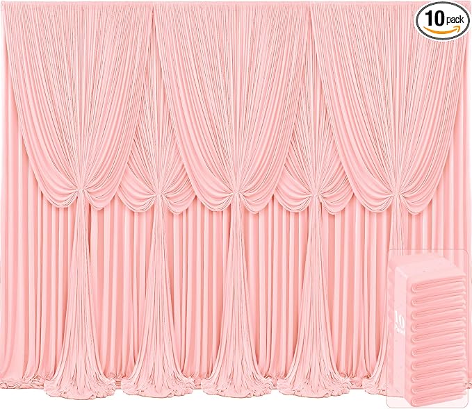 10 Panels Blush Pink Backdrop Curtains by Tao-GePartyDecorations