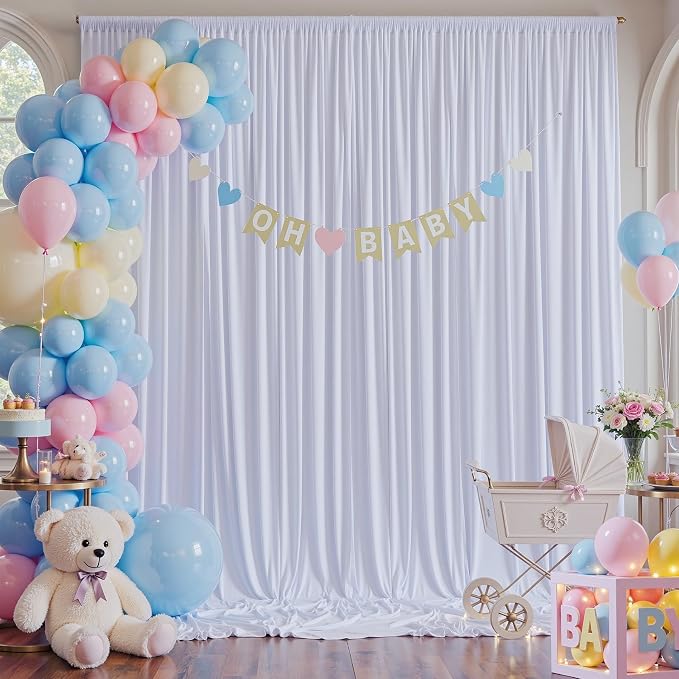 40×12ft White Wrinkle Free Backdrop Curtain, Soft Silky Easy to Drape Wedding - Image 8