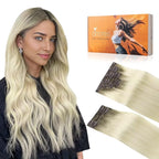 DOORES Clip in Extensions, Light Ash Brown to Ash Blonde 24 Inch, 150g 9pcs, Thick Straight Non Razor Cut Natural Human Hair