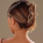 Gold Bow Hair Clips for Women for Thin/Medium Fine Hair - Nonslip Jaw Clips