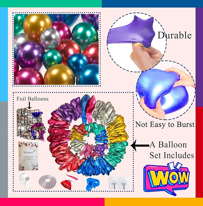 161pcs Shiny Chrome Balloon Garland Arch Kit Retro Disco Dance Party Decorations - Image 4