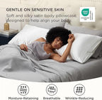 Bedsure Satin Body Pillow Pillowcase - Similar to Silk White Body Pillow Cover Case with Envelope Closure,Cooling and Silky Long Pillowcase for Hair and Skin,20x54 Inches