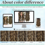 KooKaStyle Clip in Synthetic Highlight Hair Extensions Long Wavy 4PCS Thick Hairpieces Balayage Chocolate Brown to Caramel Blonde Fiber Double Weft Natural Hair Extensions 20 Inch for Women
