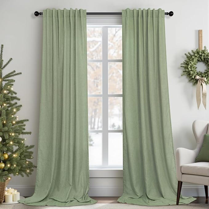 Light Sage Curtains 90 Inches Long by Pitalk